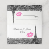 Paris France Skyline Pink Kiss #1 BW Escort Cards Platzkarte (Außenseite Aufgefaltet)