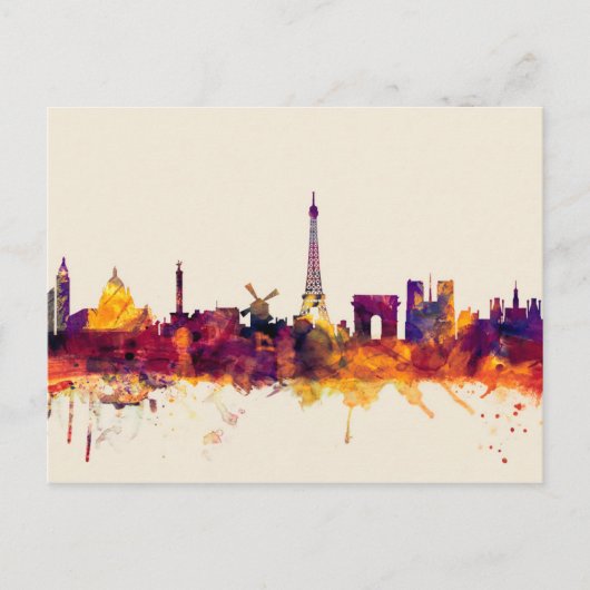 Paris France Skyline Postkarte (Vorderseite)