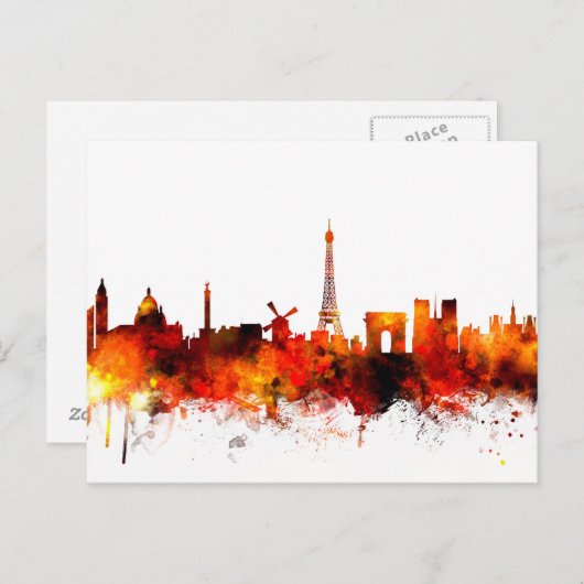 Paris France Skyline Postkarte (Vorne/Hinten)