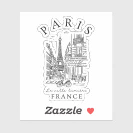 Paris France – Souvenir Sketch Eiffel Tower & Café Aufkleber