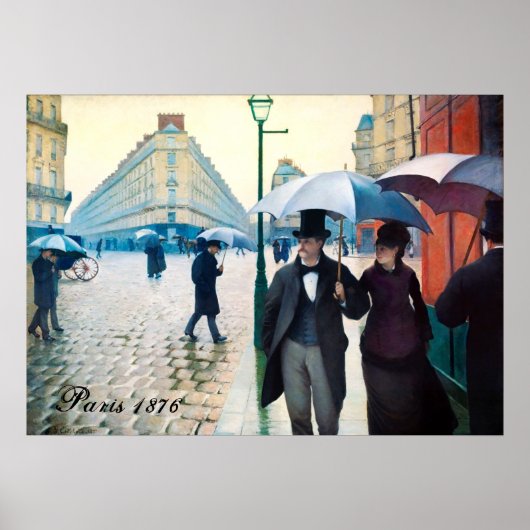 Paris France Street Scene Rainy Day Poster (Vorne)