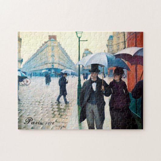 Paris France Street Scene Rainy Day Poster Puzzle (Horizontal)