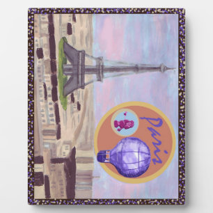 Paris France Tabletop Plaque mit Heißluftballon Fotoplatte