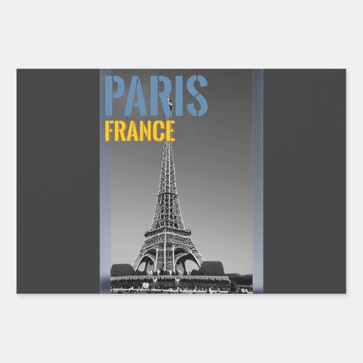 Paris France Throw Pillow Geschenkpapier Set (Vorderseite)