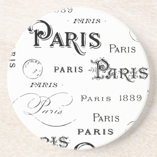 Paris France Typografy Souvenirs Untersetzer (Vorne)