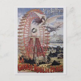 Paris France Vintag Ferris Wheel Postkarte