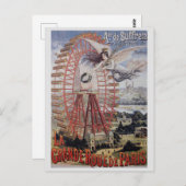 Paris France Vintag Ferris Wheel Postkarte (Vorne/Hinten)