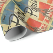 Paris France Vintage Geschenkpapier (Rolleneckpunkt)