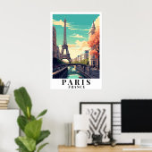 Paris France Vintage Travel Eiffel Tower Art Poster (Heimbüro)