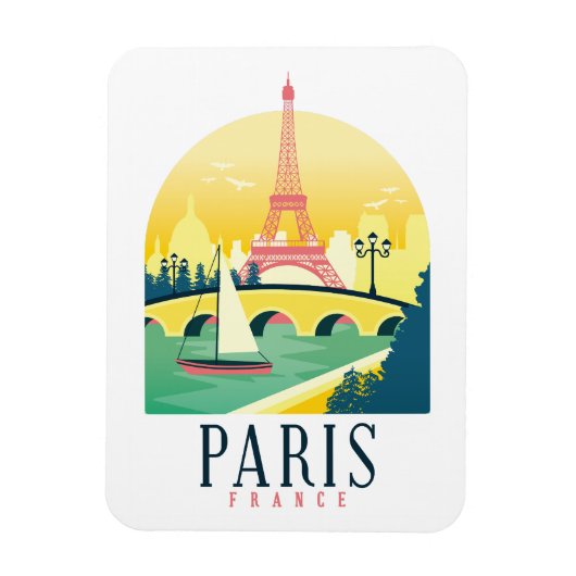 Paris France Vintage Travel Magnet (Vertikal)