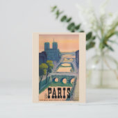 Paris France Vintage Travel Poster 1937 Postkarte (Stehend Vorderseite)