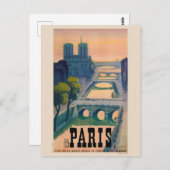 Paris France Vintage Travel Poster 1937 Postkarte (Vorne/Hinten)