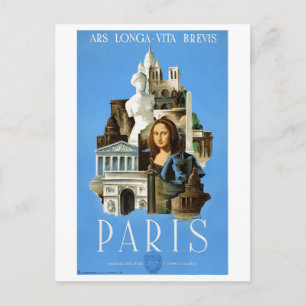 Paris France Vintage Travel Poster wiederhergestel Postkarte