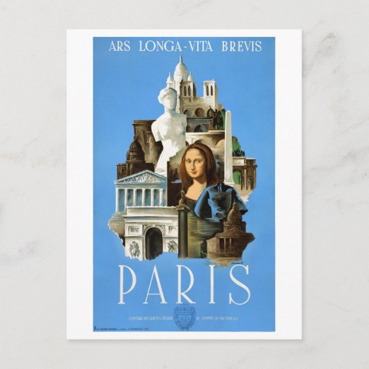 Paris France Vintage Travel Poster wiederhergestel Postkarte (Vorderseite)