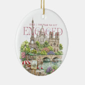 Paris France Watercolor Engagement Photo Keramik Ornament (Rechts)