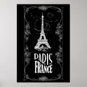 Paris France White über Black Poster (Vorne)
