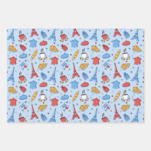 Paris France Wrapping Paper Set 3 Geschenkpapier Set (Vorderseite 3)