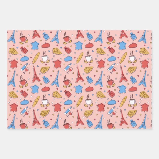 Paris France Wrapping Paper Set 3 Geschenkpapier Set (Vorderseite 2)