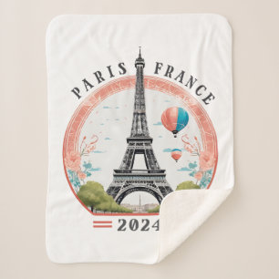 Paris Frankreich 2024 Fleece Blankets, Eiffelturm Sherpadecke