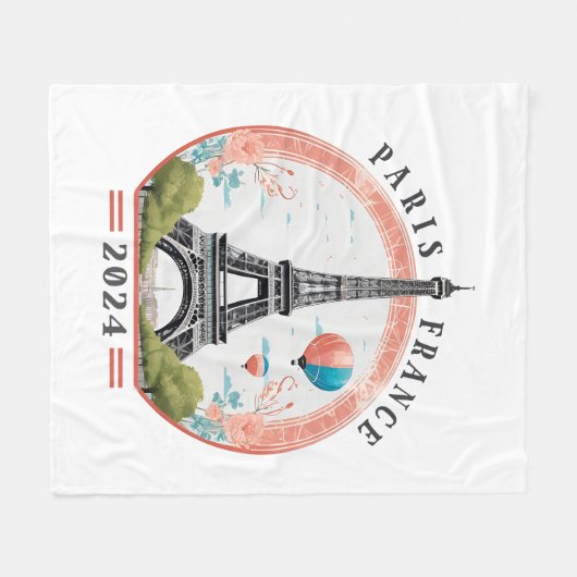 Paris Frankreich 2024 Fleece-Decken, Eiffelturm Fleecedecke (Vorderseite (Horizontal))