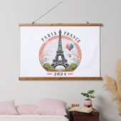 Paris Frankreich 2024 Hängebänder, Eiffelturm Wandteppich Mit Holzrahmen (Schlafzimmer)