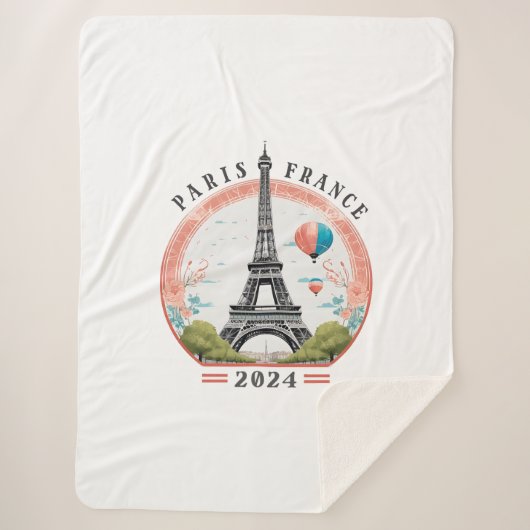Paris Frankreich 2024 Sherpa Blankets, Eiffelturm Sherpadecke (Vorderseite)