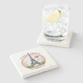 Paris Frankreich 2024 Stone Untersetzer, Eiffeltur Steinuntersetzer (Seitenansicht)