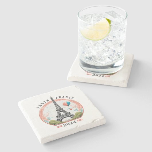 Paris Frankreich 2024 Stone Untersetzer, Eiffeltur Steinuntersetzer (Seitenansicht)