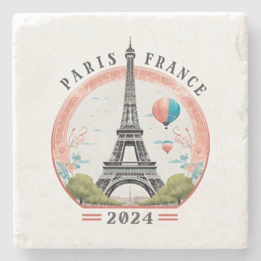 Paris Frankreich 2024 Stone Untersetzer, Eiffeltur Steinuntersetzer (Vorderseite)
