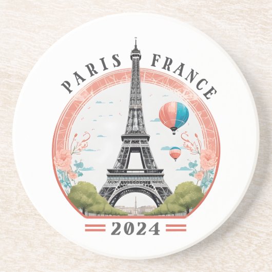 Paris Frankreich 2024 Untersetzer, Eiffelturm Getränkeuntersetzer (Vorne)