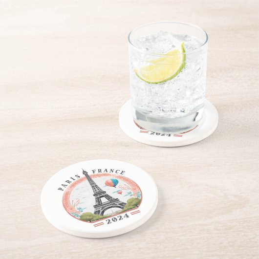 Paris Frankreich 2024 Untersetzer, Eiffelturm Getränkeuntersetzer (Seite)