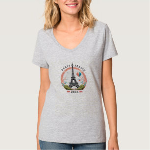 Paris Frankreich 2024 Women's V-Neck T-Shirts, Par T-Shirt
