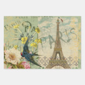 Paris Frankreich Antike Kunst Collage Eiffel Franz Geschenkpapier Set (Vorderseite 3)