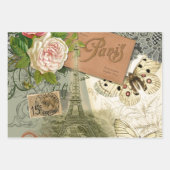 Paris Frankreich Antike Kunst Collage Eiffel Franz Geschenkpapier Set (Vorderseite)
