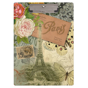 Paris Frankreich Antike Kunst Collage Eiffel Franz Klemmbrett