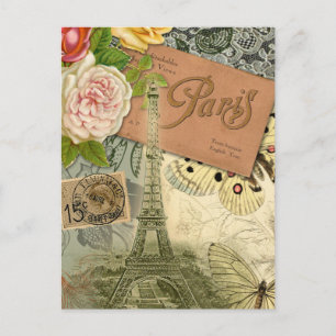 Paris Frankreich Antike Kunst Collage Eiffel Franz Postkarte