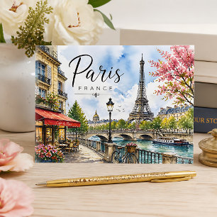 Paris Frankreich Aquarell Postkarte