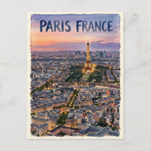 Paris Frankreich Aquarell Reise Skizze  Postkarte