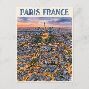Paris Frankreich Aquarell Reise Skizze  Postkarte