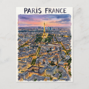 Paris Frankreich Aquarell Reise Skizze  Postkarte
