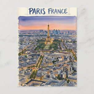 Paris Frankreich Aquarell Reise Skizze  Postkarte