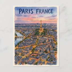 Paris Frankreich Aquarell Reise Skizze  Postkarte