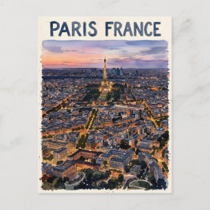 Paris Frankreich Aquarell Reise Skizze  Postkarte