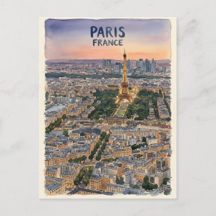 Paris Frankreich Aquarell Reise Skizze  Postkarte