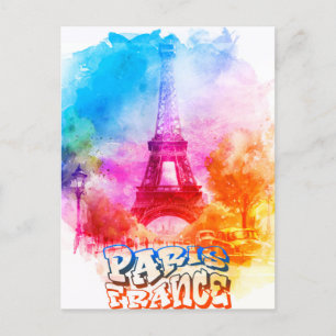 Paris Frankreich Aquarellmalerei Postkarte
