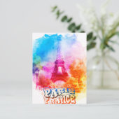 Paris Frankreich Aquarellmalerei Postkarte (Stehend Vorderseite)