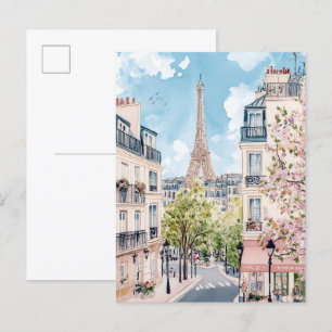 Paris Frankreich Aquarellmalerei Reise Postkarte