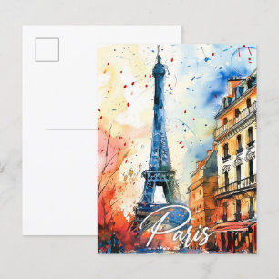 Paris Frankreich Aquarellmalerei Reise Postkarte