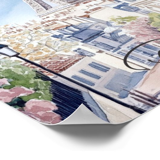 Paris Frankreich Aquarellmalerei Reisen Poster (Ecke)