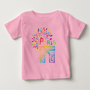 Paris Frankreich Arc de Triomphe Neon Design Baby T-shirt